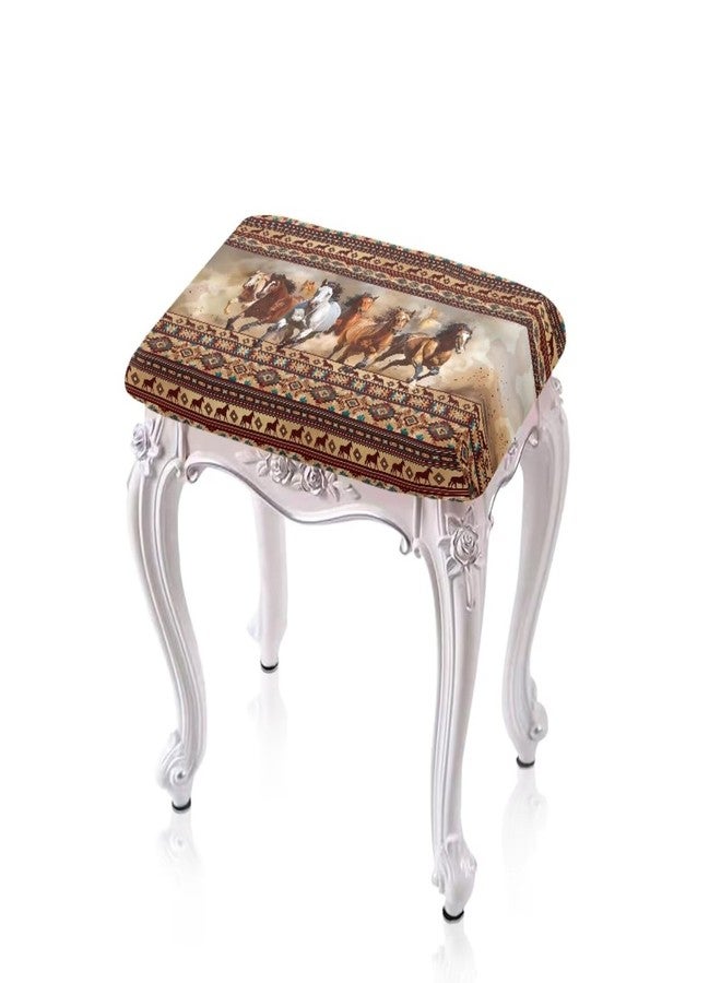 أغطية مقاعد مستطيلة ناعمة قابلة للتمدد بنقشة حصان هندسية مستوحاة من قبيلة تالايتوس الأزتيكية، مناسبة لكراسي البار والمطابخ، عبوة من قطعتين. - Image 1